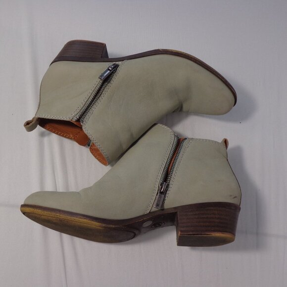Lucky Brand Basel Leather Green Almond Toe Ankle Bootie Block Zipper Size 8.5M - Picture 3 of 10
